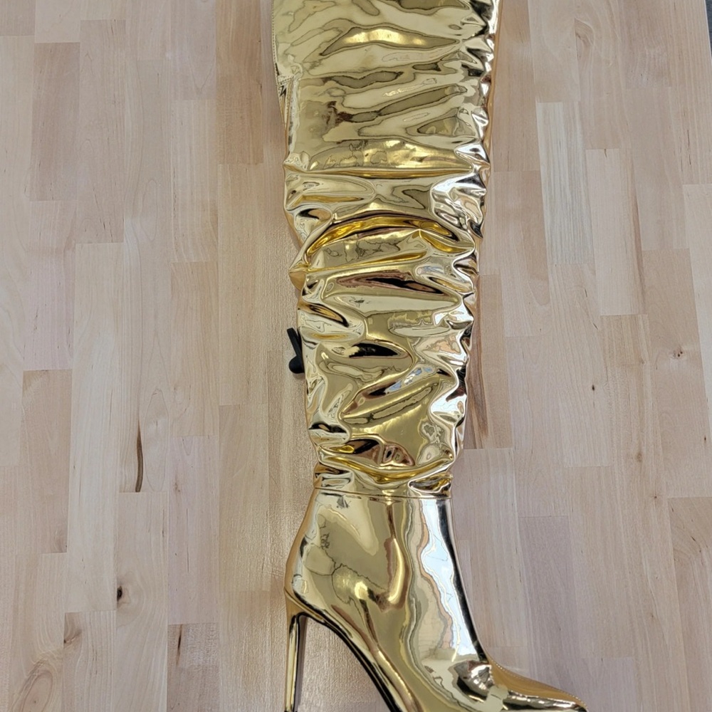 INC International Concepts Metallic Gold Over the Knee Boots